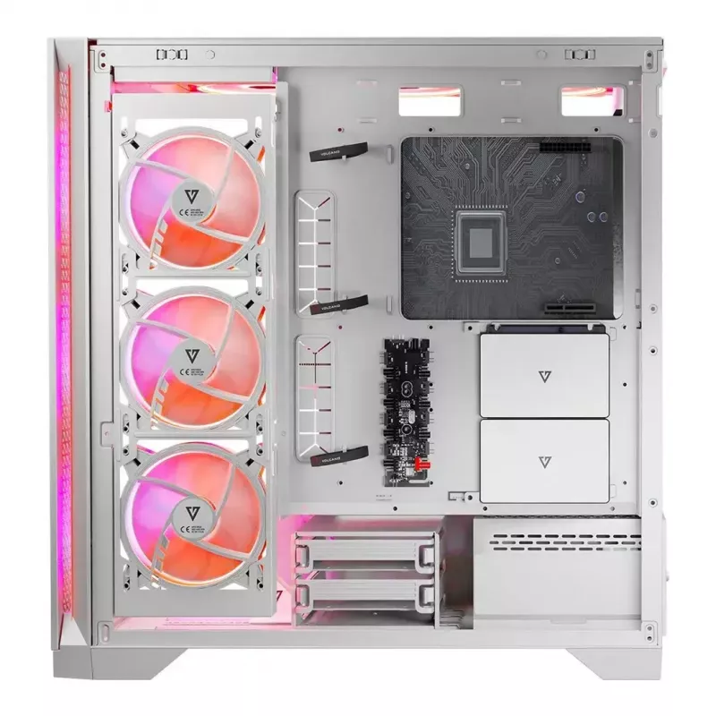 PC Case MODECOM VOLCANO EXPANSE T APEX ARGB MIDI White — tempered glass, ARGB, USB-C, supports micro‑ATX, GPU up to 430 mm