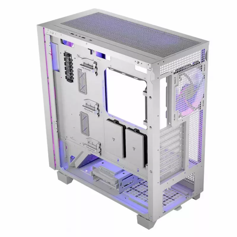PC case MODECOM Volcano Perun Apex ARGB white — Midi Tower, tempered glass, ARGB, USB-C, supports micro ATX, GPU up to 39 cm