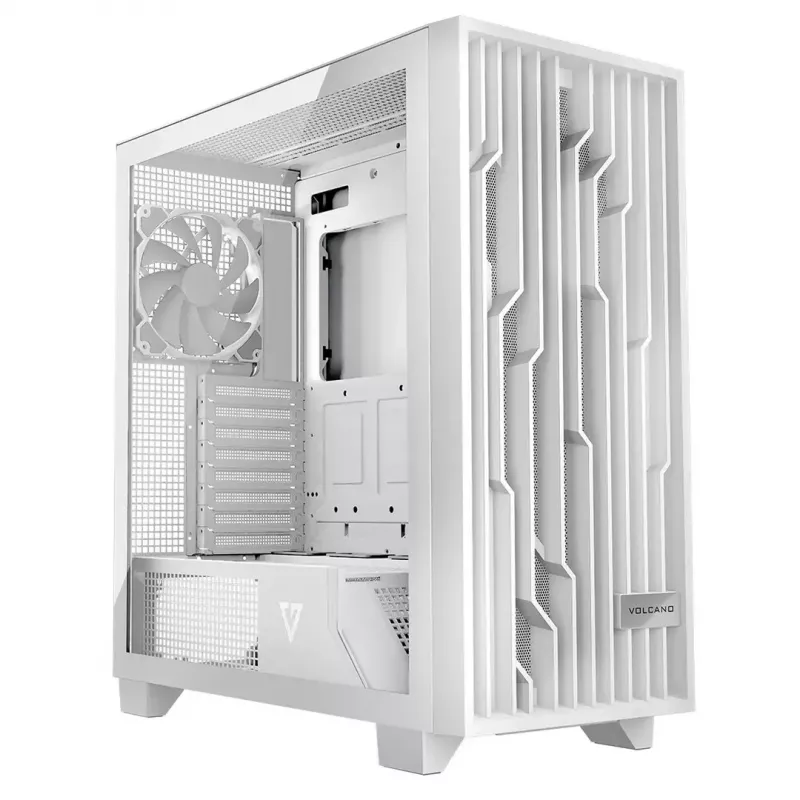 PC case MODECOM Volcano Perun Apex ARGB white — Midi Tower, tempered glass, ARGB, USB-C, supports micro ATX, GPU up to 39 cm