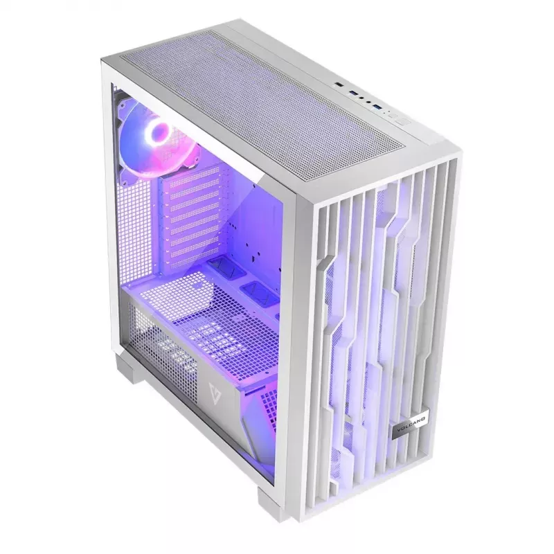 PC case MODECOM Volcano Perun Apex ARGB white — Midi Tower, tempered glass, ARGB, USB-C, supports micro ATX, GPU up to 39 cm