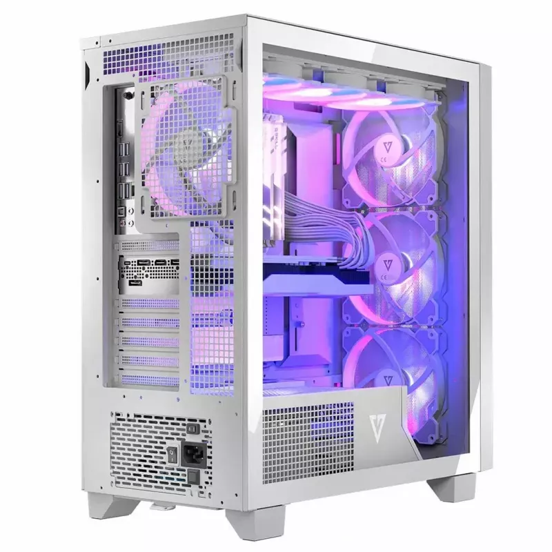 PC case MODECOM Volcano Perun Apex ARGB white — Midi Tower, tempered glass, ARGB, USB-C, supports micro ATX, GPU up to 39 cm