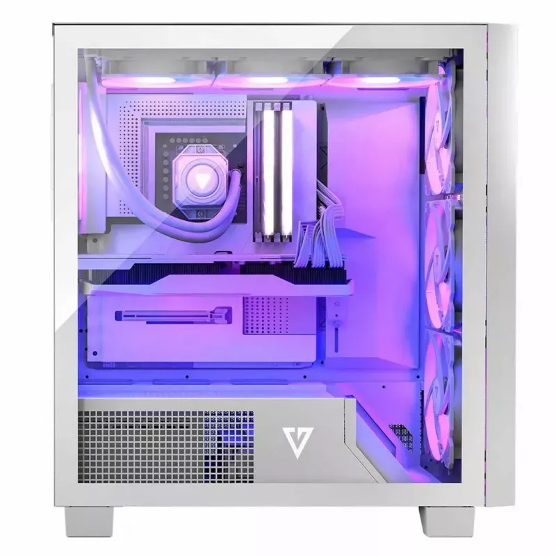 PC case MODECOM Volcano Perun Apex ARGB white — Midi Tower, tempered glass, ARGB, USB-C, supports micro ATX, GPU up to 39 cm