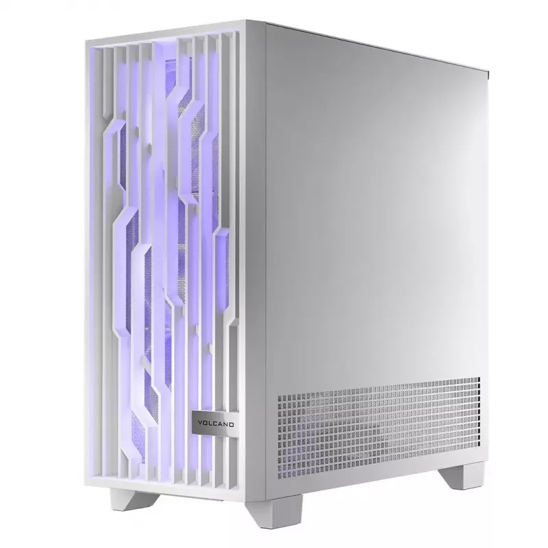 PC case MODECOM Volcano Perun Apex ARGB white — Midi Tower, tempered glass, ARGB, USB-C, supports micro ATX, GPU up to 39 cm