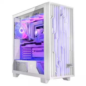 PC case MODECOM Volcano Perun Apex ARGB white — Midi Tower, tempered glass, ARGB, USB-C, supports micro ATX, GPU up to 39 cm