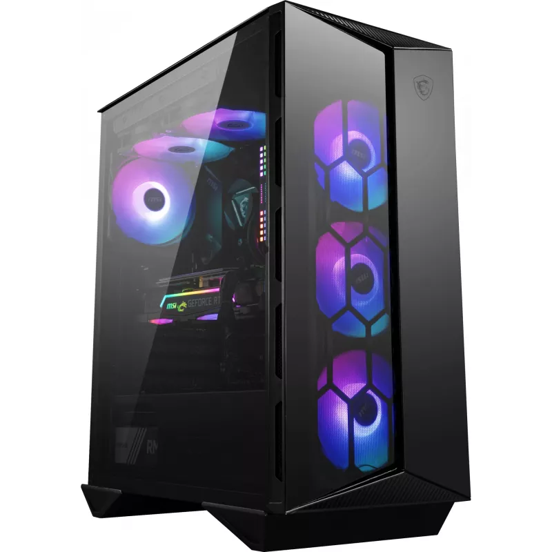 MSI MPG GUNGNIR 110R Mid Tower Gaming Computer Case Black, USB 3.2 Gen2 Type C, 4x 120mm ARGB Fan, Mystic Light Sync, 1 to 6 ARGB Control board, 2x Tempered Glass Panels, ATX, mATX, mini-ITX