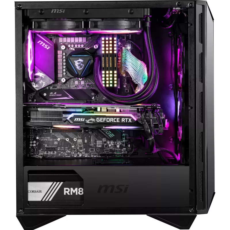 MSI MPG GUNGNIR 110R Mid Tower Gaming Computer Case Black, USB 3.2 Gen2 Type C, 4x 120mm ARGB Fan, Mystic Light Sync, 1 to 6 ARGB Control board, 2x Tempered Glass Panels, ATX, mATX, mini-ITX