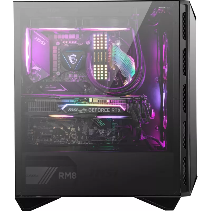 MSI MPG GUNGNIR 110R Mid Tower Gaming Computer Case Black, USB 3.2 Gen2 Type C, 4x 120mm ARGB Fan, Mystic Light Sync, 1 to 6 ARGB Control board, 2x Tempered Glass Panels, ATX, mATX, mini-ITX