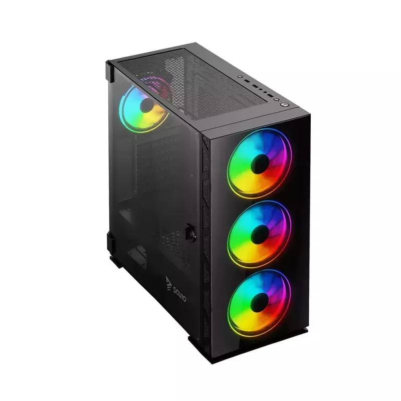 PC Case SAVIO Prime X1 ARGB Glass Midi Tower Black — tempered glass, ARGB fans, micro ATX/ATX support