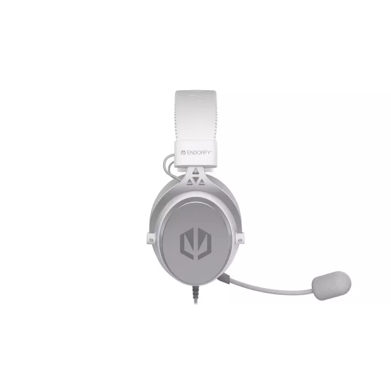 Wired binaural headset ENDORFY VIRO Plus USB Onyx White — 5.3 cm drivers, 20–20000 Hz, 98 dB, 32 Ω, detachable boom mic, 2.9 m cable
