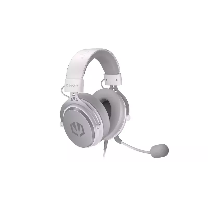 Wired binaural headset ENDORFY VIRO Plus USB Onyx White — 5.3 cm drivers, 20–20000 Hz, 98 dB, 32 Ω, detachable boom mic, 2.9 m cable