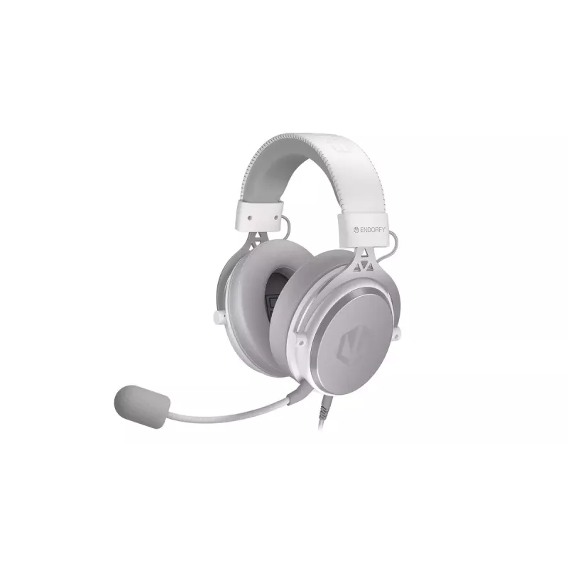 Wired binaural headset ENDORFY VIRO Plus USB Onyx White — 5.3 cm drivers, 20–20000 Hz, 98 dB, 32 Ω, detachable boom mic, 2.9 m cable