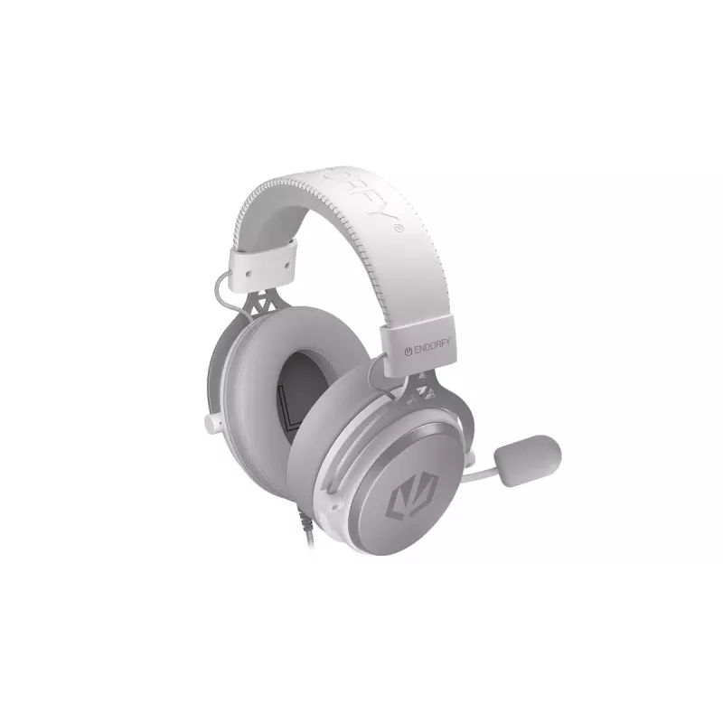 Wired binaural headset ENDORFY VIRO Plus USB Onyx White — 5.3 cm drivers, 20–20000 Hz, 98 dB, 32 Ω, detachable boom mic, 2.9 m cable