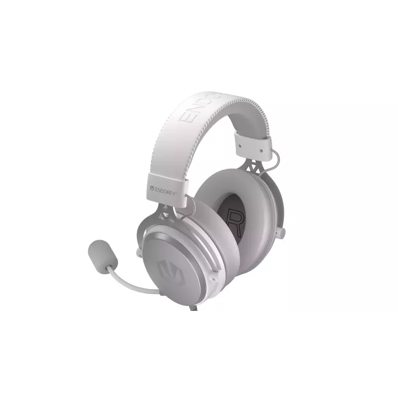 Wired binaural headset ENDORFY VIRO Plus USB Onyx White — 5.3 cm drivers, 20–20000 Hz, 98 dB, 32 Ω, detachable boom mic, 2.9 m cable