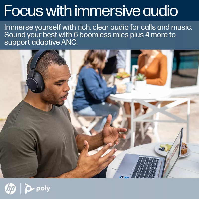 HP Poly Voyager Surround 80 UC Microsoft Teams Certified USB-C Headset +USB-C/A Adapter