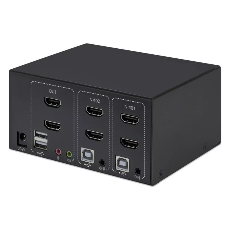 KVM Switch Manhattan 2-Port 4K HDMI USB Audio Control 2 Computers
