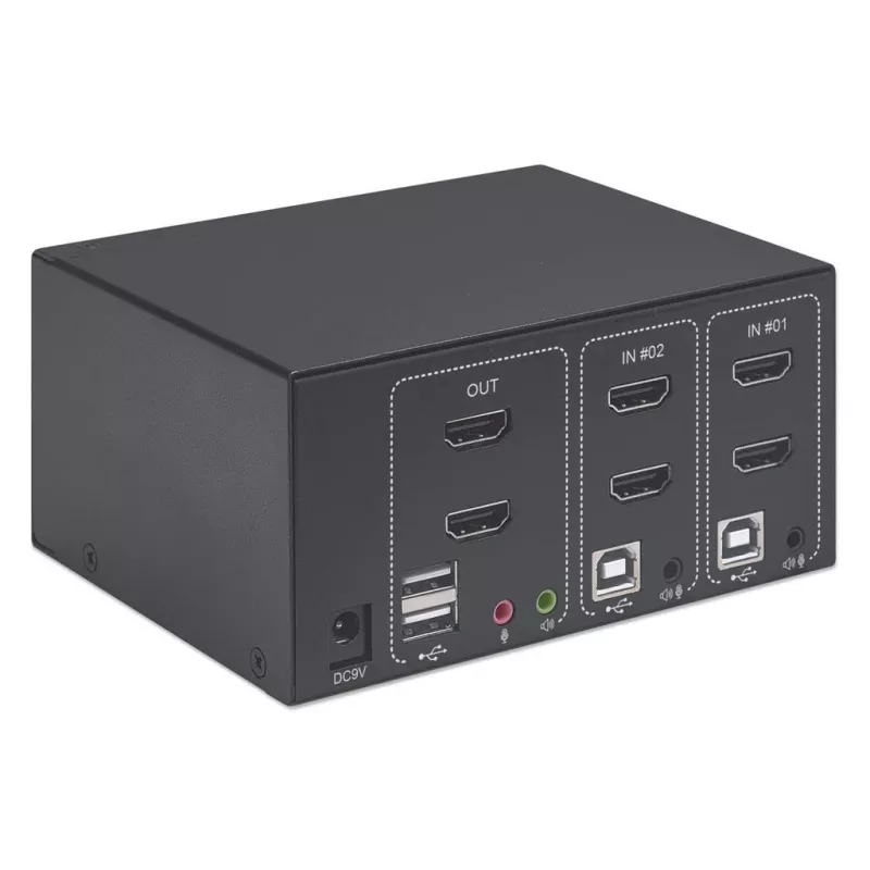 KVM Switch Manhattan 2-Port 4K HDMI USB Audio Control 2 Computers