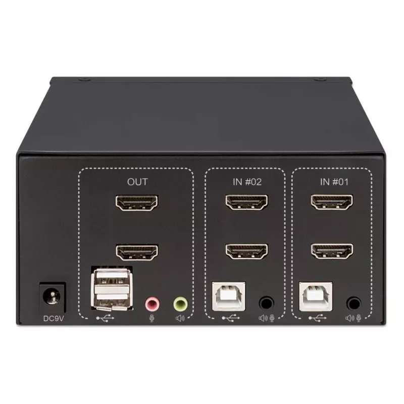 KVM Switch Manhattan 2-Port 4K HDMI USB Audio Control 2 Computers
