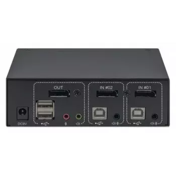 KVM Switch Manhattan DisplayPort 1.2 2-Port 4K@60Hz USB-A Audio