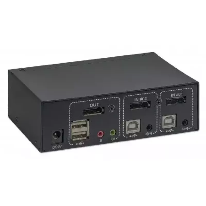 KVM Switch Manhattan DisplayPort 1.2 2-Port 4K@60Hz USB-A Audio