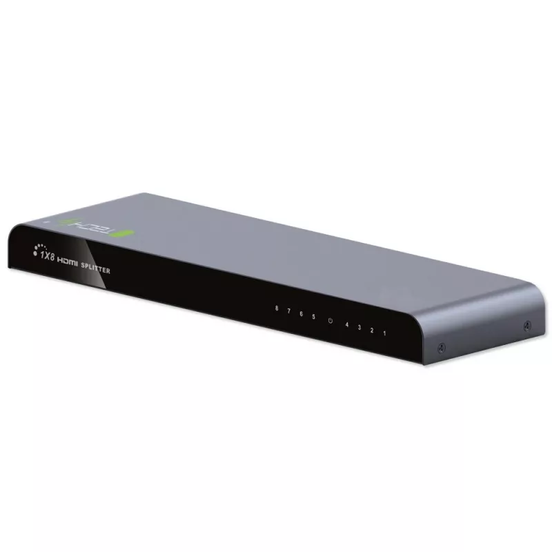 Techly Splitter HDMI 2.0 4K UHD 3D 8-way, HDMI, 8x HDMI, 3840 x 2160 pixels, Black, Aluminium, 4K Ultra HD