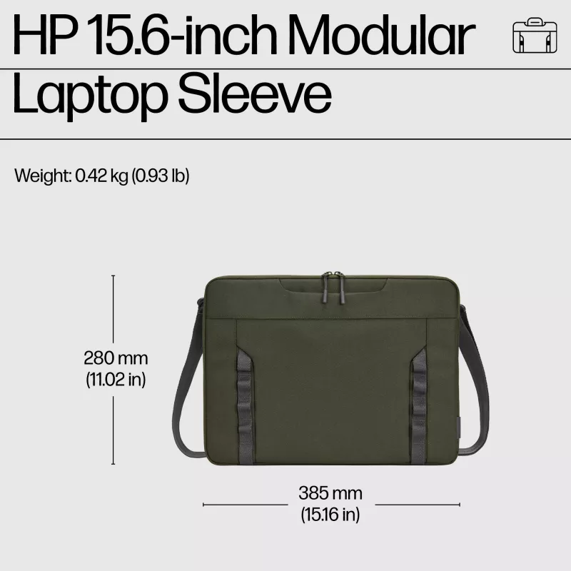HP 15.6-inch Modular Laptop Sleeve, Sleeve case, 39.6 cm (15.6 inch), 420 g