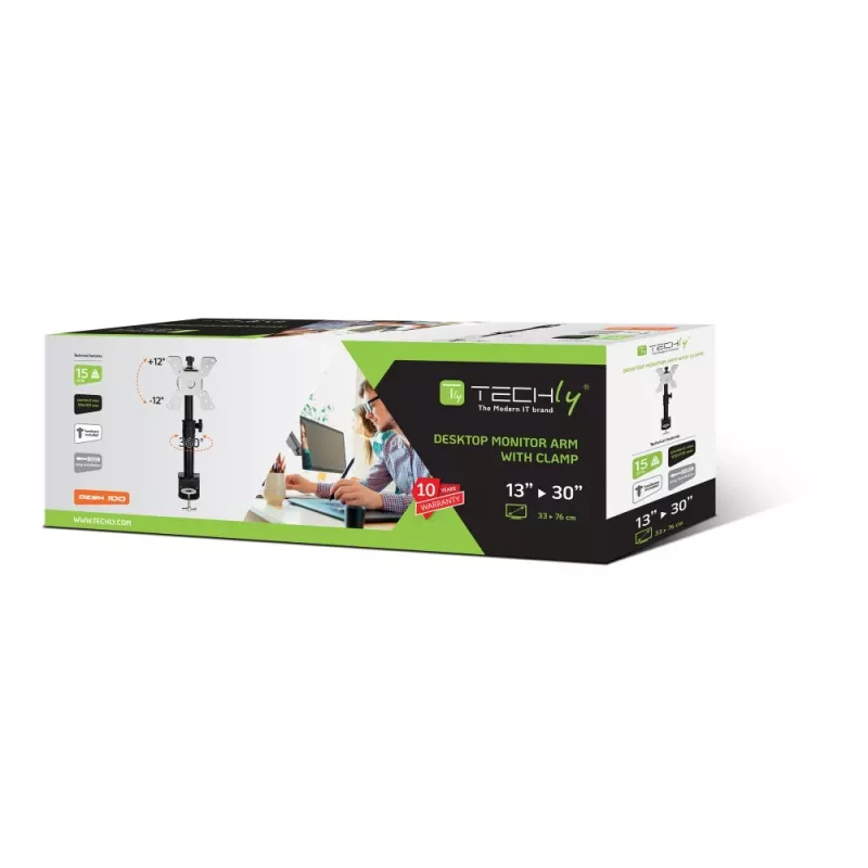 Monitor Mount Techly ICA-LCD-500BK 76.2 cm (30 inch) Desk Black
