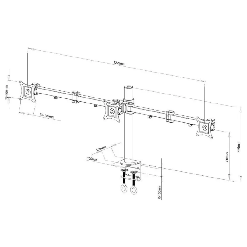Techly 13-24 inch Desk Stand for 3 Monitors with Terminal” ICA-LCD 482-T
