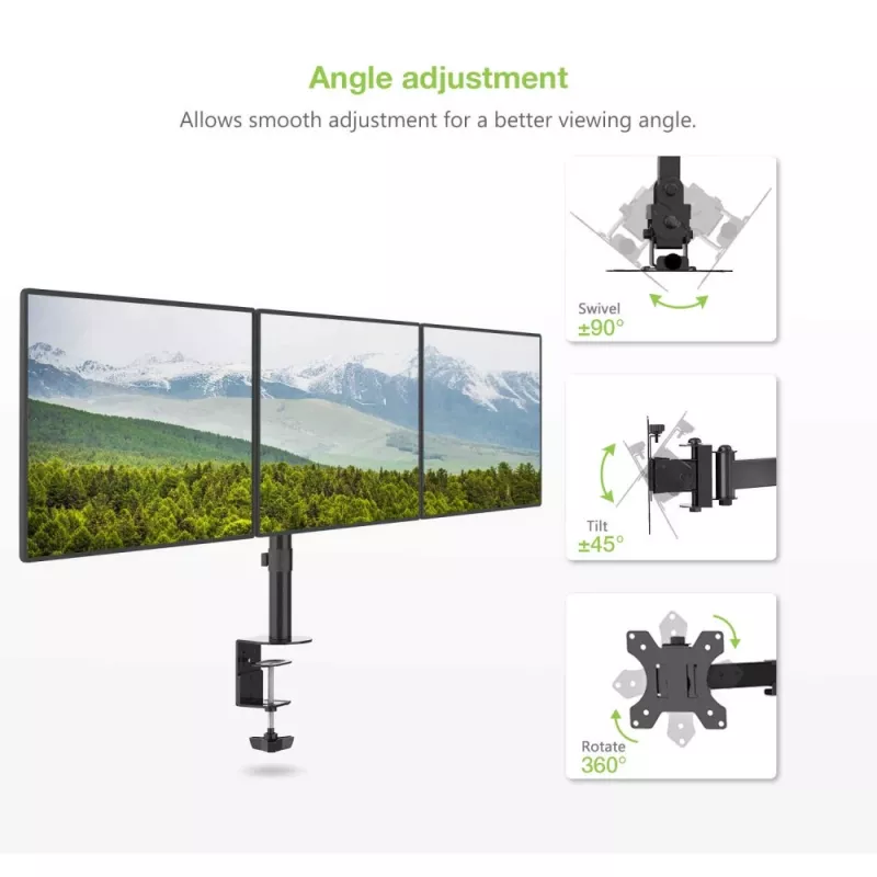 Techly 13-24 inch Desk Stand for 3 Monitors with Terminal” ICA-LCD 482-T