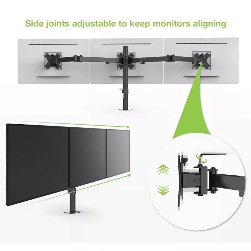 Techly 13-24 inch Desk Stand for 3 Monitors with Terminal” ICA-LCD 482-T