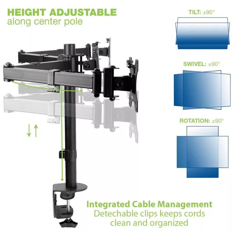 Techly 13-24 inch Desk Stand for 3 Monitors with Terminal” ICA-LCD 482-T