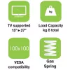 Techly Desk Tubular Gas Spring for Monitor 15-27 360mm Black” ICA-LCD 111-BK