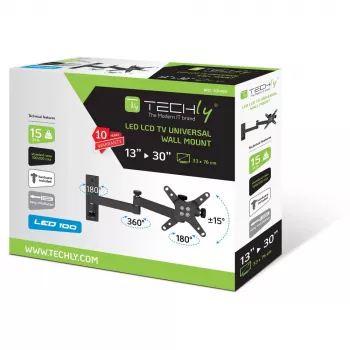 Techly 13-30 inch Wall Bracket for LED LCD TV Tilt 3 Joints Black” ICA-LCD 104BK