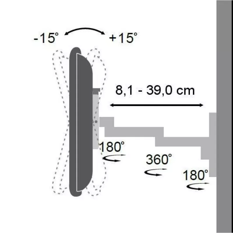 Techly 13-30 inch Wall Bracket for LED TV LCD Tilting 3 Joints Silver” ICA-LCD 104