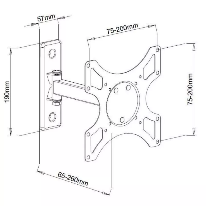 Techly 19-37 inch Wall Mount for LED LCD TV Tilt 2 Joints Black” ICA-LCD 2901