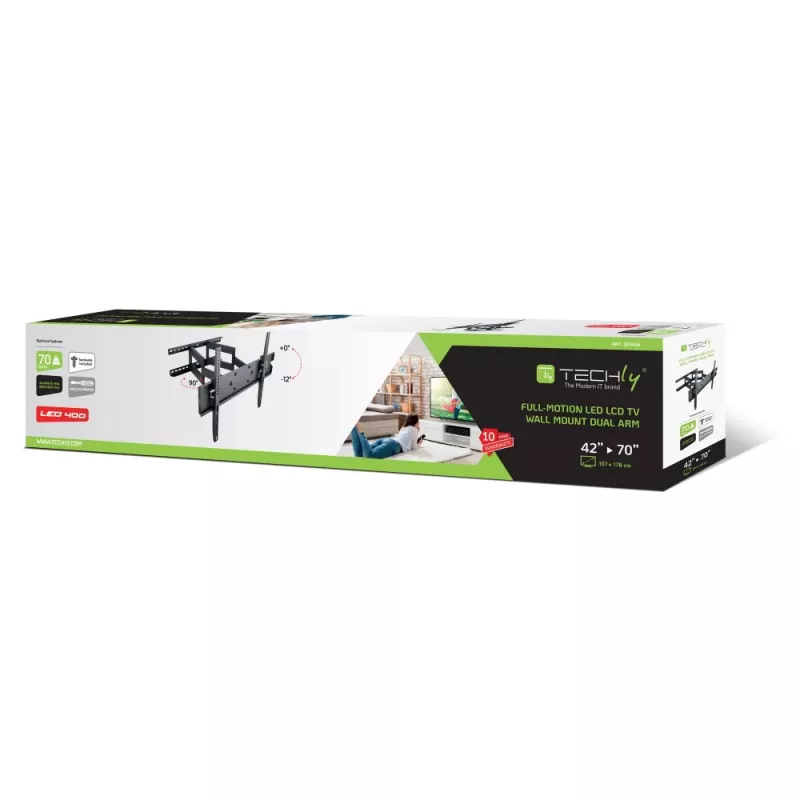 Techly 42-70 inch Wall Bracket for LED LCD TV Full-Motion Dual Arm” ICA-PLB 147XL