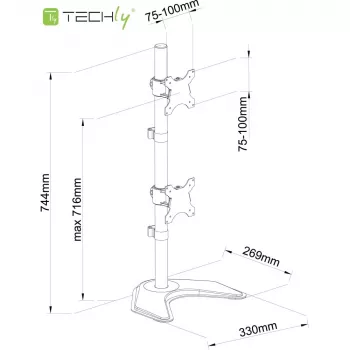 Techly ICA-LCD 2520V monitor mount / stand 68.6 cm (27 inch) Desk Black