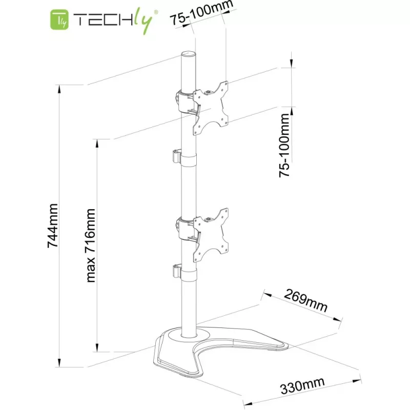 Techly ICA-LCD 2520V monitor mount / stand 68.6 cm (27 inch) Desk Black
