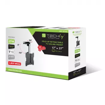 Techly Fold-Up Retractable Ceiling Mount for TV LED/LCD 17 inch-37 inch Black