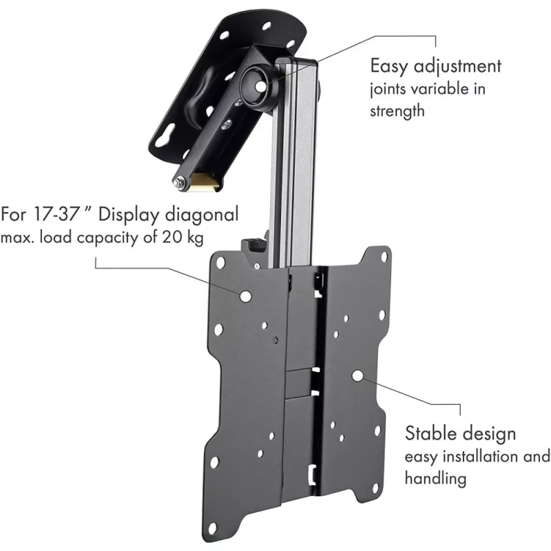 Techly Fold-Up Retractable Ceiling Mount for TV LED/LCD 17 inch-37 inch Black