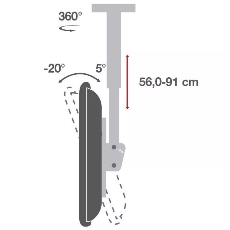 Techly Telescopic Universal Ceiling Support for 2 TV LED LCD 32-55 inch ICA-CPLB 944D