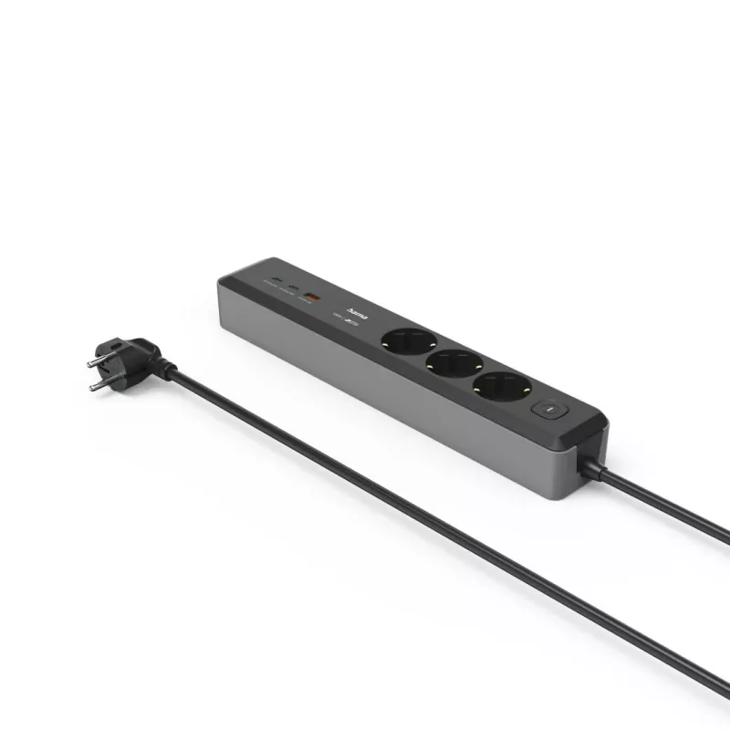 Hama 00223192 power extension 1.4 m 3 AC outlet(s) Indoor Black, Grey