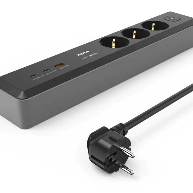Hama 00223192 power extension 1.4 m 3 AC outlet(s) Indoor Black, Grey