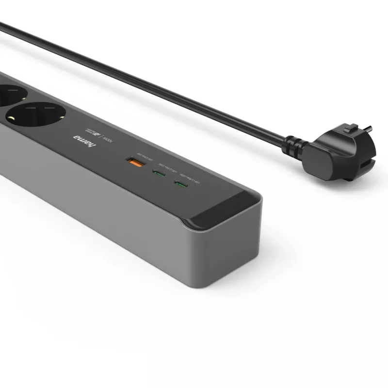 Hama 00223192 power extension 1.4 m 3 AC outlet(s) Indoor Black, Grey