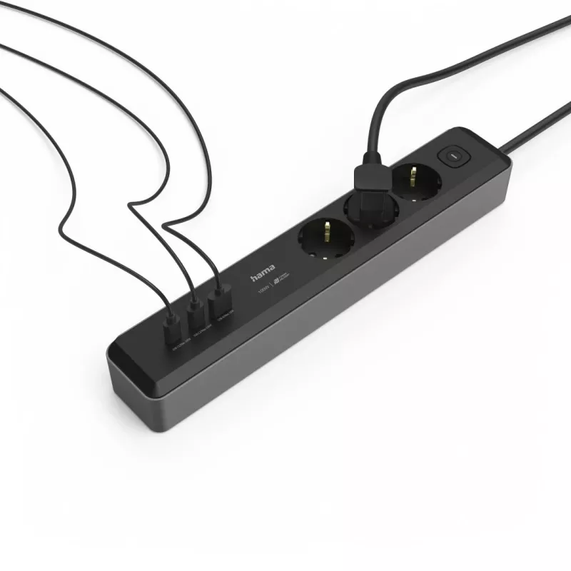 Hama 00223192 power extension 1.4 m 3 AC outlet(s) Indoor Black, Grey
