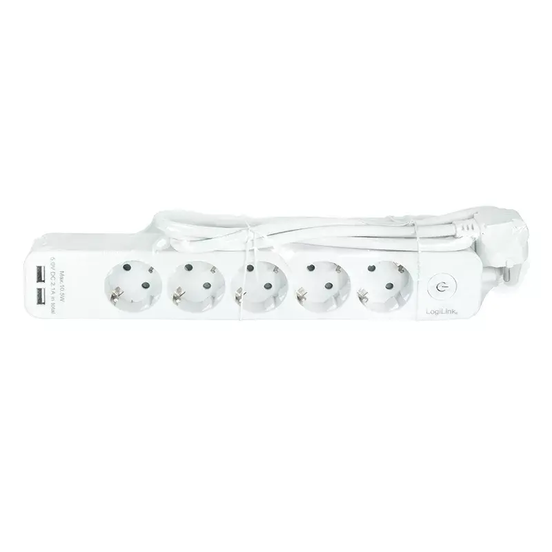 Power Extension LogiLink LPS249U 1.5m 5 AC Outlets Indoor White