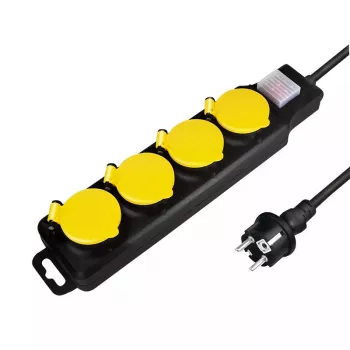 Power Extension Cable LogiLink LPS254 1.5m 4 AC Outlets Outdoor Black Yellow