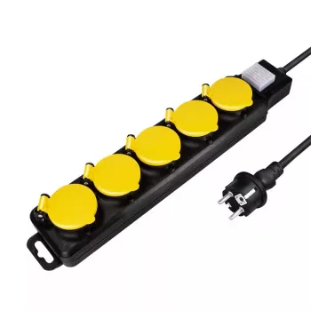 Power Extension LogiLink LPS255 1.5m 5 AC Outlets Outdoor Black Yellow