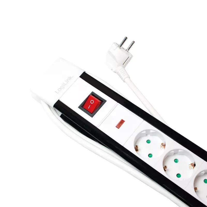 Power Extension LogiLink LPS211 3m 5 AC Outlets Indoor Black White