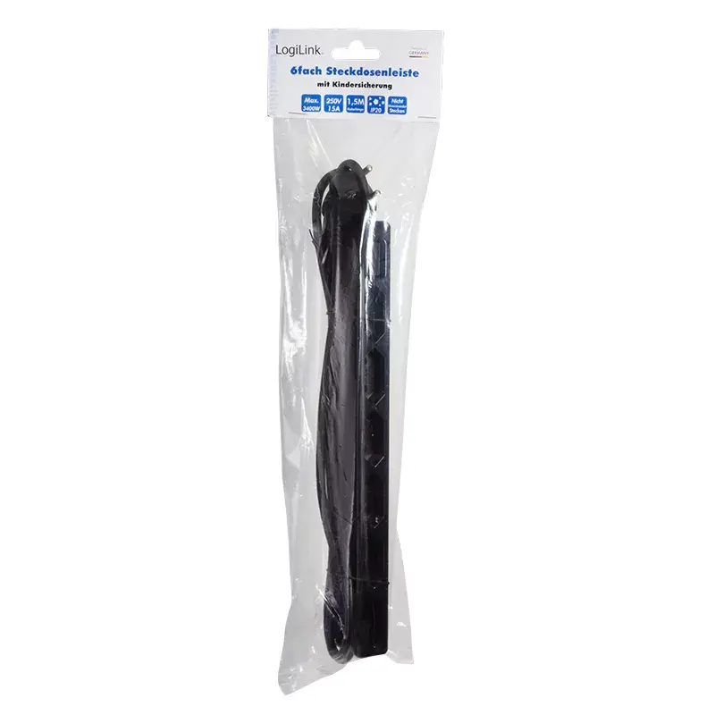 Power Extension LogiLink LPS231B 1.5m 6 AC Outlets Indoor Black