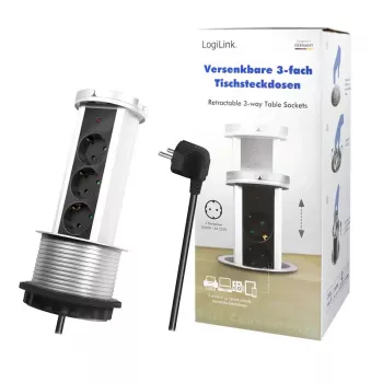 Power Extension LogiLink LPS235A 1.8m 3 AC Outlets Indoor Black Silver